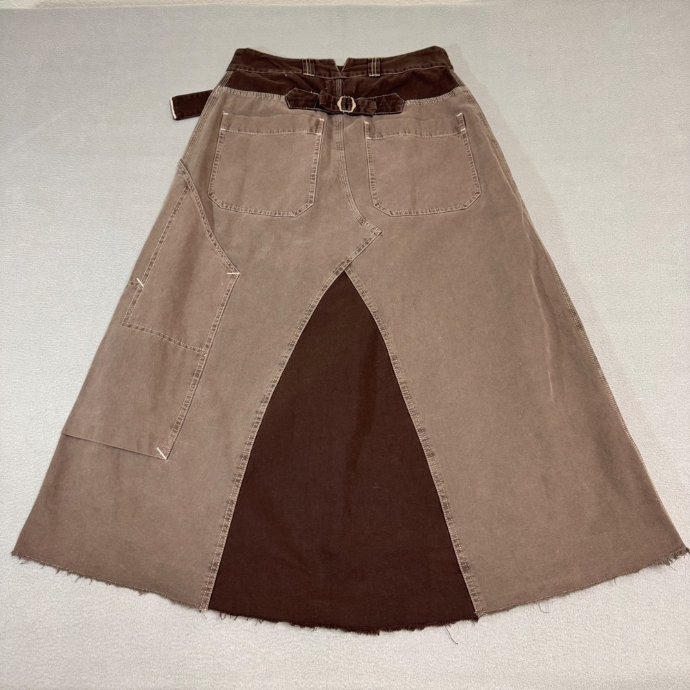We The Free Daria Maxi Skirt Women 8 Brown Utility Wrap Western Buckle Back - Picture 4 of 10